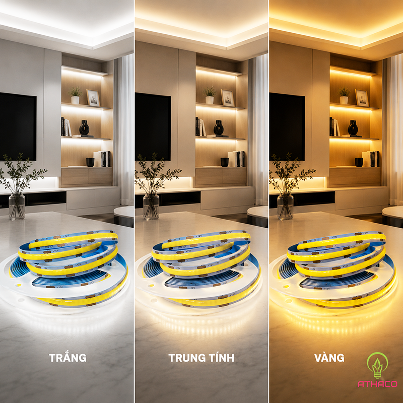 Đèn Led Dán 12V Cob Cuộn 5m ung dung den led day 12v cob cuon 5m athaco